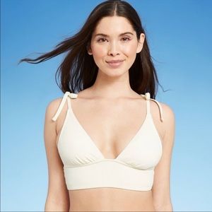 Womens ribbed white triangle bikini top size xl